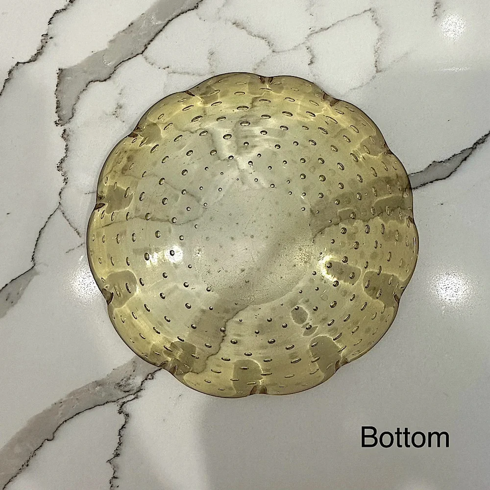 Translucent Yellow Flower Hand Blown Glass Bowl - Picture 4 of 5